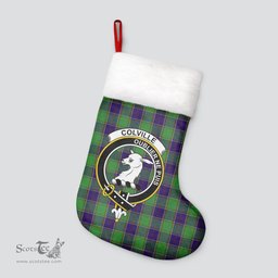 Scottish Colville Clan Tartan Crest Christmas Stocking - Tartan Plaid Christmas Decor Scottish Plaid Tartan Plaid - ScotsTee - scotstee.com