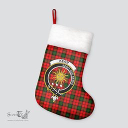 Scottish Kerr Modern Clan Tartan Crest Christmas Stocking - Tartan Plaid Christmas Decor Scottish Plaid Tartan Plaid - ScotsTee - scotstee.com