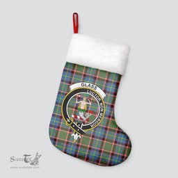Scottish Glass Clan Tartan Crest Christmas Stocking - Tartan Plaid Christmas Decor Scottish Plaid Tartan Plaid - ScotsTee - scotstee.com