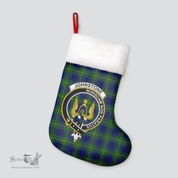 Scottish Johnstone Modern Clan Tartan Crest Christmas Stocking - Tartan Plaid Christmas Decor Scottish Plaid Tartan Plaid - ScotsTee - scotstee.com