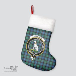 Scottish Hunter Ancient Clan Tartan Crest Christmas Stocking - Tartan Plaid Christmas Decor Scottish Plaid Tartan Plaid - ScotsTee - scotstee.com