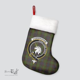 Scottish Cunningham Hunting Modern Clan Tartan Crest Christmas Stocking - Tartan Plaid Christmas Decor Scottish Plaid Tartan Plaid - ScotsTee - scotstee.com