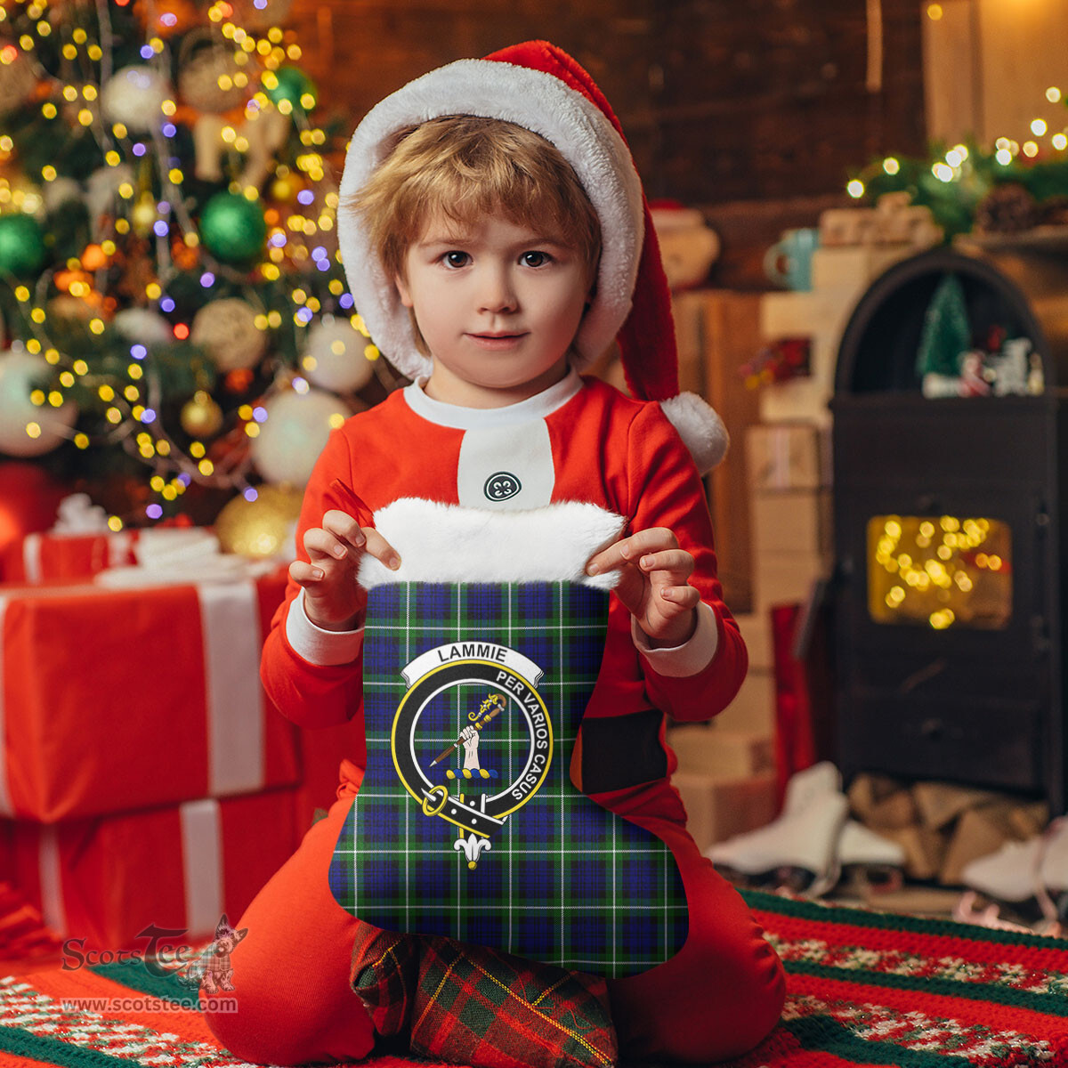 Scottish Lammie Clan Tartan Crest Christmas Stocking - Tartan Plaid Christmas Decor Scottish Plaid Tartan Plaid - ScotsTee - scotstee.com