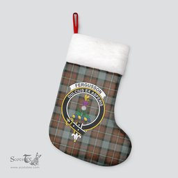 Scottish Fergusson Weathered Clan Tartan Crest Christmas Stocking - Tartan Plaid Christmas Decor Scottish Plaid Tartan Plaid - ScotsTee - scotstee.com