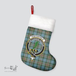 Scottish Porterfield Clan Tartan Crest Christmas Stocking - Tartan Plaid Christmas Decor Scottish Plaid Tartan Plaid - ScotsTee - scotstee.com