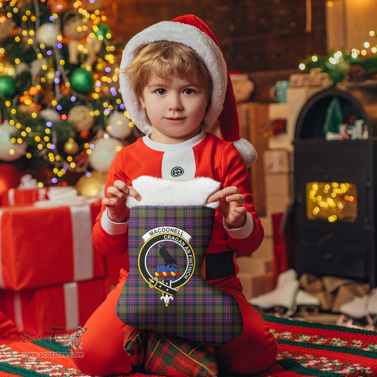 Scottish MacDonnell of Glengarry Modern Clan Tartan Crest Christmas Stocking - Tartan Plaid Christmas Decor Scottish Plaid Tartan Plaid - ScotsTee - scotstee.com