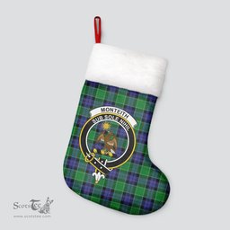 Scottish Monteith Clan Tartan Crest Christmas Stocking - Tartan Plaid Christmas Decor Scottish Plaid Tartan Plaid - ScotsTee - scotstee.com