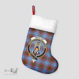Scottish Preston Clan Tartan Crest Christmas Stocking - Tartan Plaid Christmas Decor Scottish Plaid Tartan Plaid - ScotsTee - scotstee.com