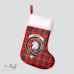 Scottish Ramsay Modern Clan Tartan Crest Christmas Stocking - Tartan Plaid Christmas Decor Scottish Plaid Tartan Plaid - ScotsTee - scotstee.com