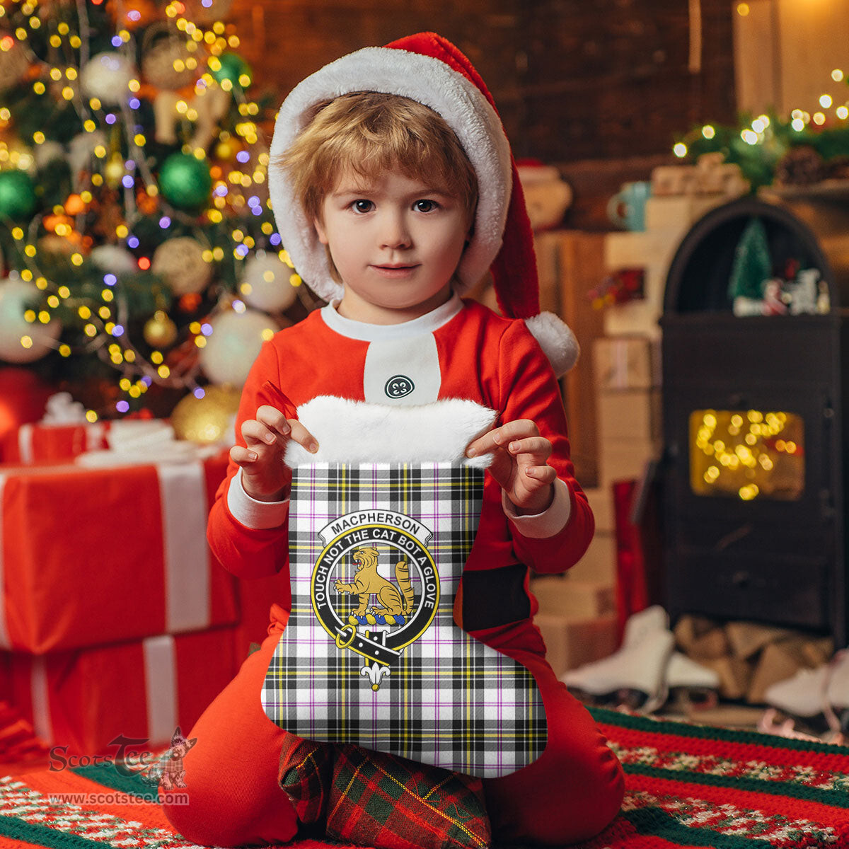Scottish MacPherson Dress Modern Clan Tartan Crest Christmas Stocking - Tartan Plaid Christmas Decor Scottish Plaid Tartan Plaid - ScotsTee - scotstee.com