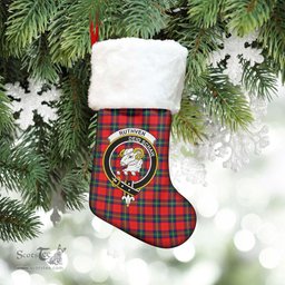 Scottish Ruthven Modern Clan Tartan Crest Christmas Stocking - Tartan Plaid Christmas Decor Scottish Plaid Tartan Plaid - ScotsTee - scotstee.com