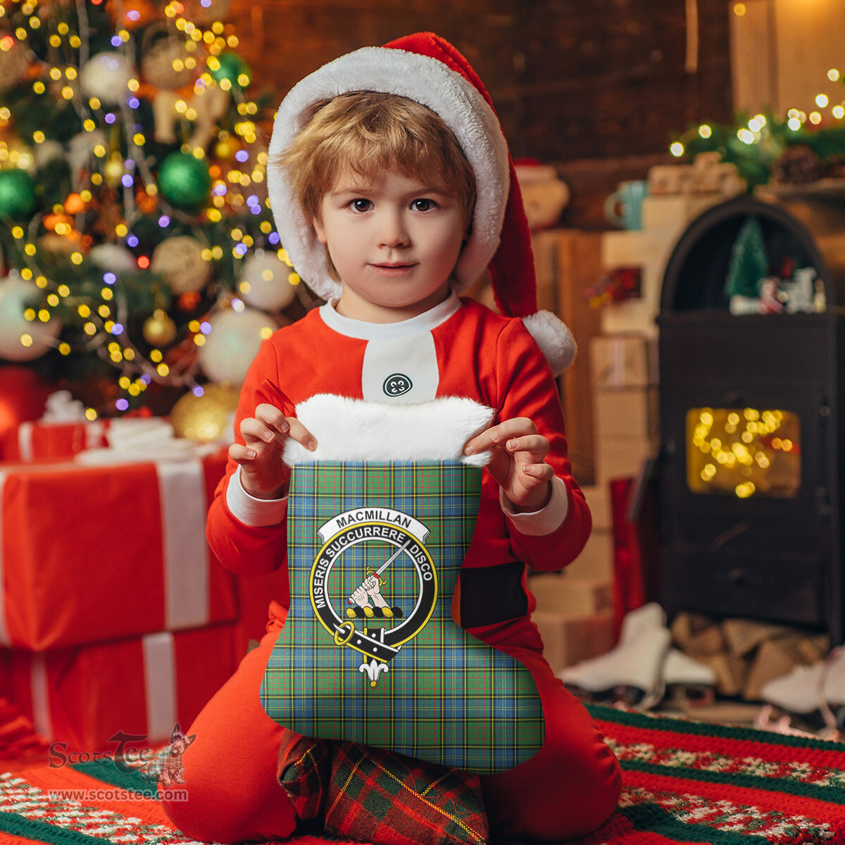 Scottish MacMillan Hunting Ancient Clan Tartan Crest Christmas Stocking - Tartan Plaid Christmas Decor Scottish Plaid Tartan Plaid - ScotsTee - scotstee.com