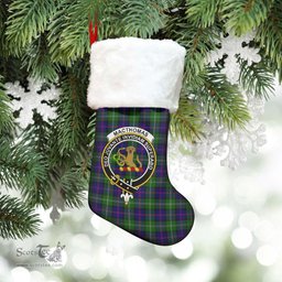 Scottish MacThomas Modern Clan Tartan Crest Christmas Stocking - Tartan Plaid Christmas Decor Scottish Plaid Tartan Plaid - ScotsTee - scotstee.com