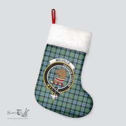 Scottish Melville Clan Tartan Crest Christmas Stocking - Tartan Plaid Christmas Decor Scottish Plaid Tartan Plaid - ScotsTee - scotstee.com