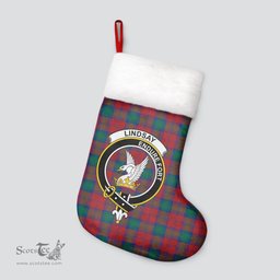 Scottish Lindsay Modern Clan Tartan Crest Christmas Stocking - Tartan Plaid Christmas Decor Scottish Plaid Tartan Plaid - ScotsTee - scotstee.com