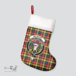 Scottish McIndoe Clan Tartan Crest Christmas Stocking - Tartan Plaid Christmas Decor Scottish Plaid Tartan Plaid - ScotsTee - scotstee.com