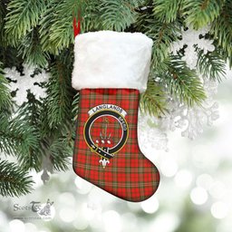 Scottish Langlands Clan Tartan Crest Christmas Stocking - Tartan Plaid Christmas Decor Scottish Plaid Tartan Plaid - ScotsTee - scotstee.com
