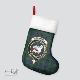 Scottish Lockhart Modern Clan Tartan Crest Christmas Stocking - Tartan Plaid Christmas Decor Scottish Plaid Tartan Plaid - ScotsTee - scotstee.com