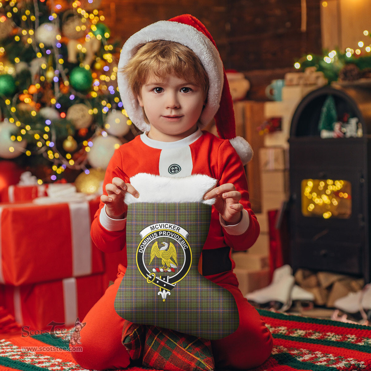 Scottish McVicker Clan Tartan Crest Christmas Stocking - Tartan Plaid Christmas Decor Scottish Plaid Tartan Plaid - ScotsTee - scotstee.com