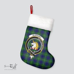 Scottish Oliphant Modern Clan Tartan Crest Christmas Stocking - Tartan Plaid Christmas Decor Scottish Plaid Tartan Plaid - ScotsTee - scotstee.com
