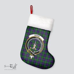 Scottish Shaw Modern Clan Tartan Crest Christmas Stocking - Tartan Plaid Christmas Decor Scottish Plaid Tartan Plaid - ScotsTee - scotstee.com