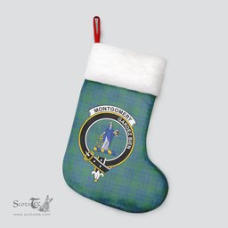 Scottish Montgomery Ancient Clan Tartan Crest Christmas Stocking - Tartan Plaid Christmas Decor Scottish Plaid Tartan Plaid - ScotsTee - scotstee.com