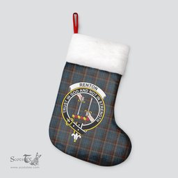 Scottish Renton Clan Tartan Crest Christmas Stocking - Tartan Plaid Christmas Decor Scottish Plaid Tartan Plaid - ScotsTee - scotstee.com