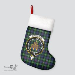 Scottish MacKenzie Modern Clan Tartan Crest Christmas Stocking - Tartan Plaid Christmas Decor Scottish Plaid Tartan Plaid - ScotsTee - scotstee.com
