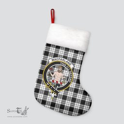 Scottish MacFarlane Black _ White Clan Tartan Crest Christmas Stocking - Tartan Plaid Christmas Decor Scottish Plaid Tartan Plaid - ScotsTee - scotstee.com