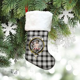 Scottish MacFarlane Black _ White Clan Tartan Crest Christmas Stocking - Tartan Plaid Christmas Decor Scottish Plaid Tartan Plaid - ScotsTee - scotstee.com