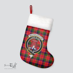 Scottish MacNaughton Modern Clan Tartan Crest Christmas Stocking - Tartan Plaid Christmas Decor Scottish Plaid Tartan Plaid - ScotsTee - scotstee.com