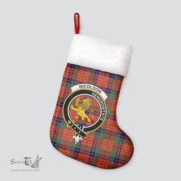 Scottish Nicolson Ancient Old Clan Tartan Crest Christmas Stocking - Tartan Plaid Christmas Decor Scottish Plaid Tartan Plaid - ScotsTee - scotstee.com