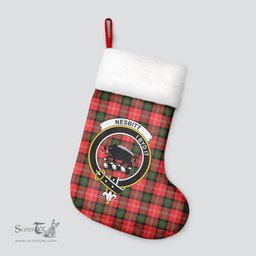 Scottish Nesbitt Modern Clan Tartan Crest Christmas Stocking - Tartan Plaid Christmas Decor Scottish Plaid Tartan Plaid - ScotsTee - scotstee.com
