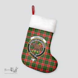 Scottish Pollock Clan Tartan Crest Christmas Stocking - Tartan Plaid Christmas Decor Scottish Plaid Tartan Plaid - ScotsTee - scotstee.com