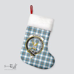 Scottish Stewart Muted Blue Clan Tartan Crest Christmas Stocking - Tartan Plaid Christmas Decor Scottish Plaid Tartan Plaid - ScotsTee - scotstee.com
