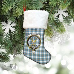 Scottish Stewart Muted Blue Clan Tartan Crest Christmas Stocking - Tartan Plaid Christmas Decor Scottish Plaid Tartan Plaid - ScotsTee - scotstee.com