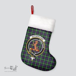 Scottish Sutherland Modern Clan Tartan Crest Christmas Stocking - Tartan Plaid Christmas Decor Scottish Plaid Tartan Plaid - ScotsTee - scotstee.com