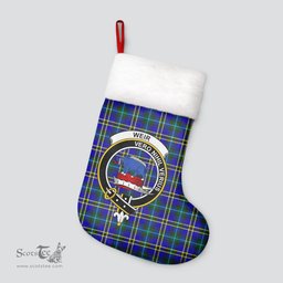 Scottish Weir Modern Clan Tartan Crest Christmas Stocking - Tartan Plaid Christmas Decor Scottish Plaid Tartan Plaid - ScotsTee - scotstee.com