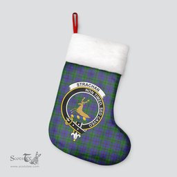 Scottish Strachan Clan Tartan Crest Christmas Stocking - Tartan Plaid Christmas Decor Scottish Plaid Tartan Plaid - ScotsTee - scotstee.com