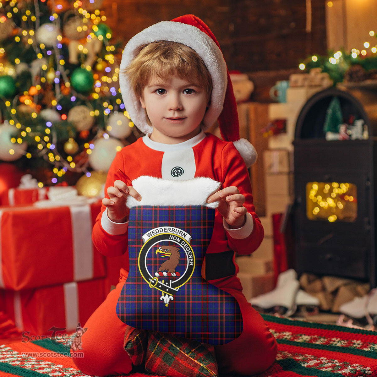 Scottish Wedderburn Clan Tartan Crest Christmas Stocking - Tartan Plaid Christmas Decor Scottish Plaid Tartan Plaid - ScotsTee - scotstee.com
