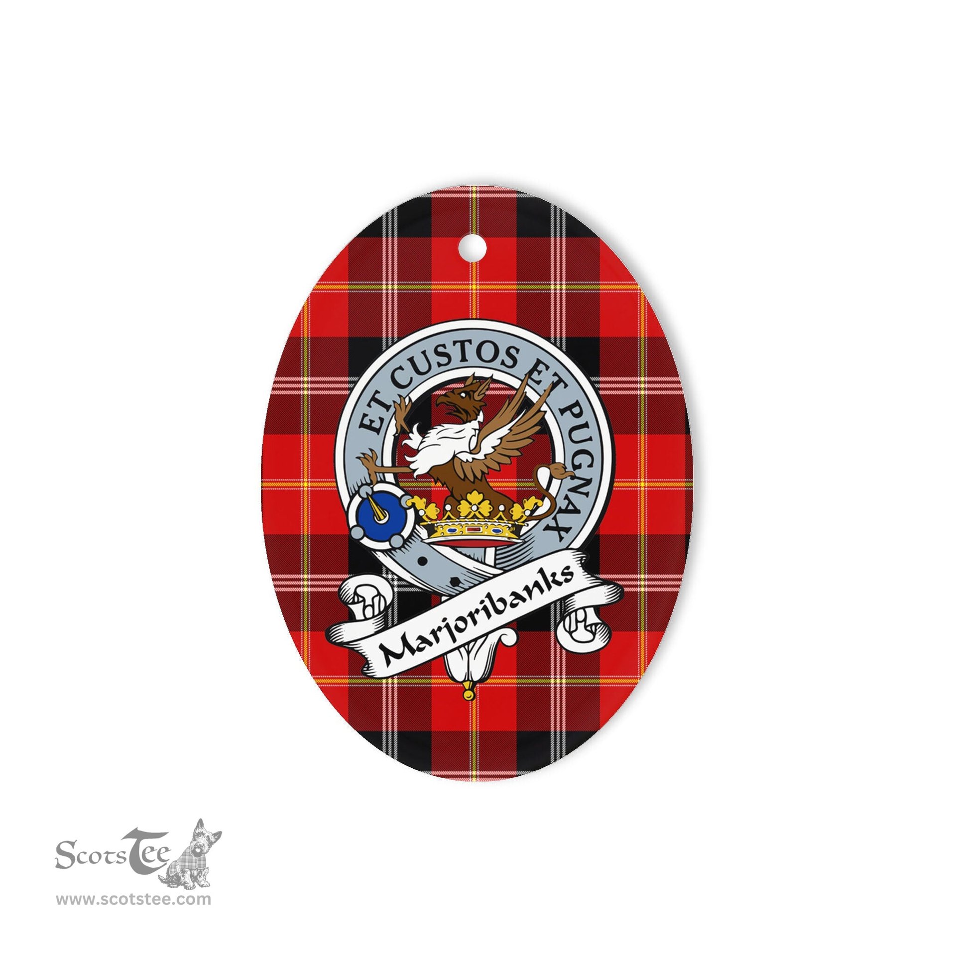 Marjoribanks Scottish Clan Badge Plaid Ornament Gift. Christmas Tree Ornament Marjoribanks Tartan Ornament,  ceramic ornament, personalized christmas ornaments, christmas tree ornaments, christmas door decorations, Plaid Ornament, Tartan Ceramic Ornament