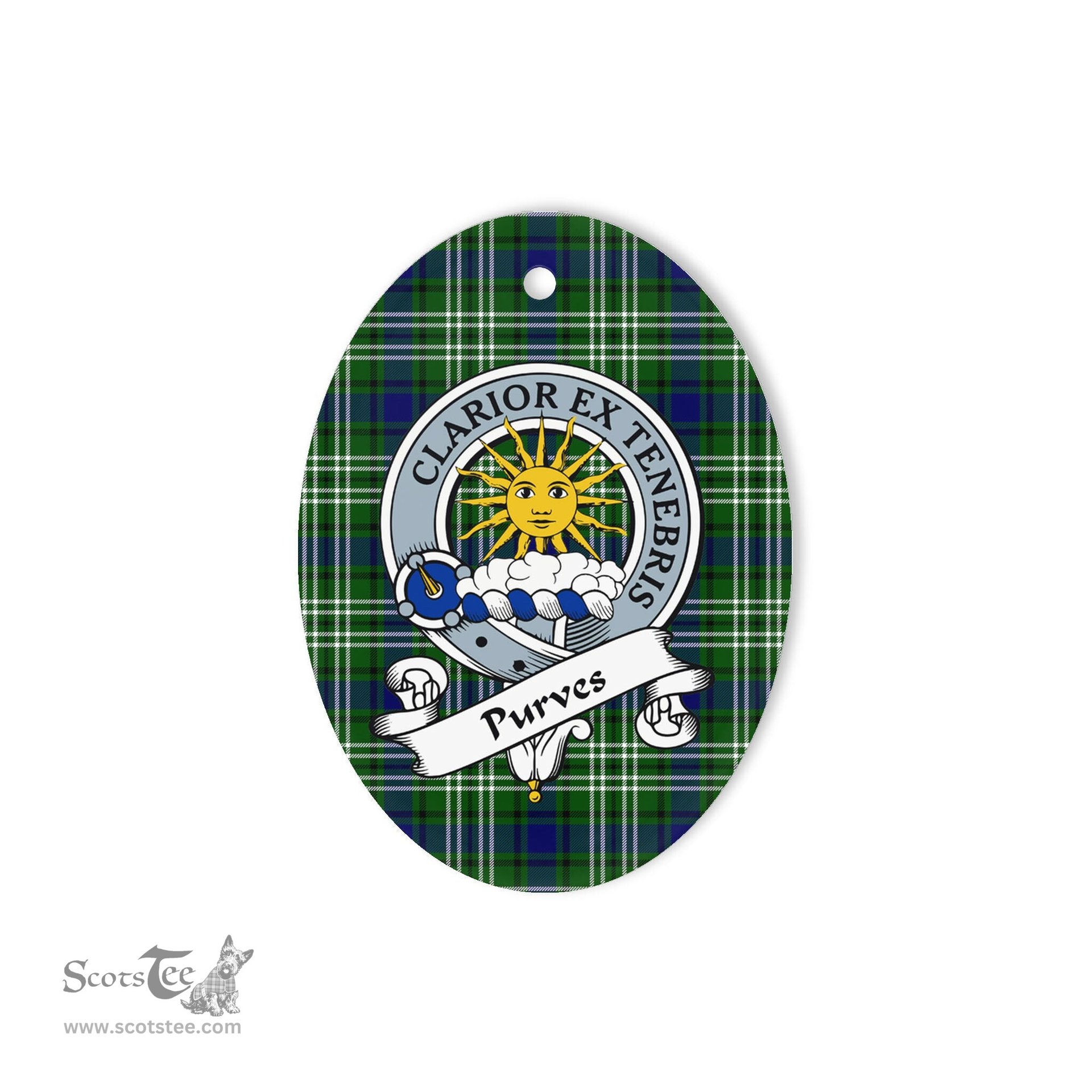 Purves Scottish Clan Badge Plaid Ornament Gift. Christmas Tree Ornament Purves Tartan Ornament,  ceramic ornament, personalized christmas ornaments, christmas tree ornaments, christmas door decorations, Plaid Ornament, Tartan Ceramic Ornament