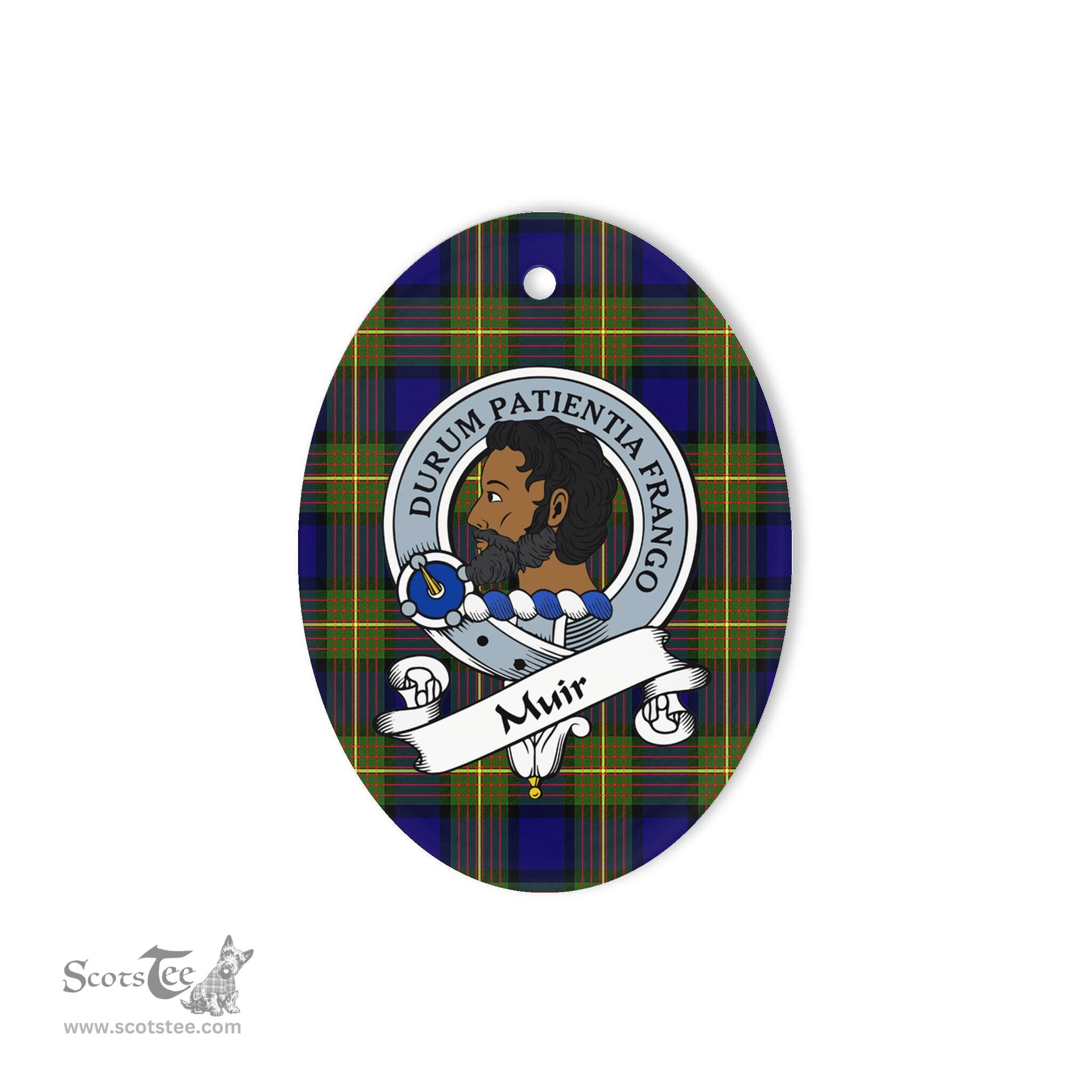 Muir Scottish Clan Badge Plaid Ornament Gift. Christmas Tree Ornament Muir Tartan Ornament,  ceramic ornament, personalized christmas ornaments, christmas tree ornaments, christmas door decorations, Plaid Ornament, Tartan Ceramic Ornament