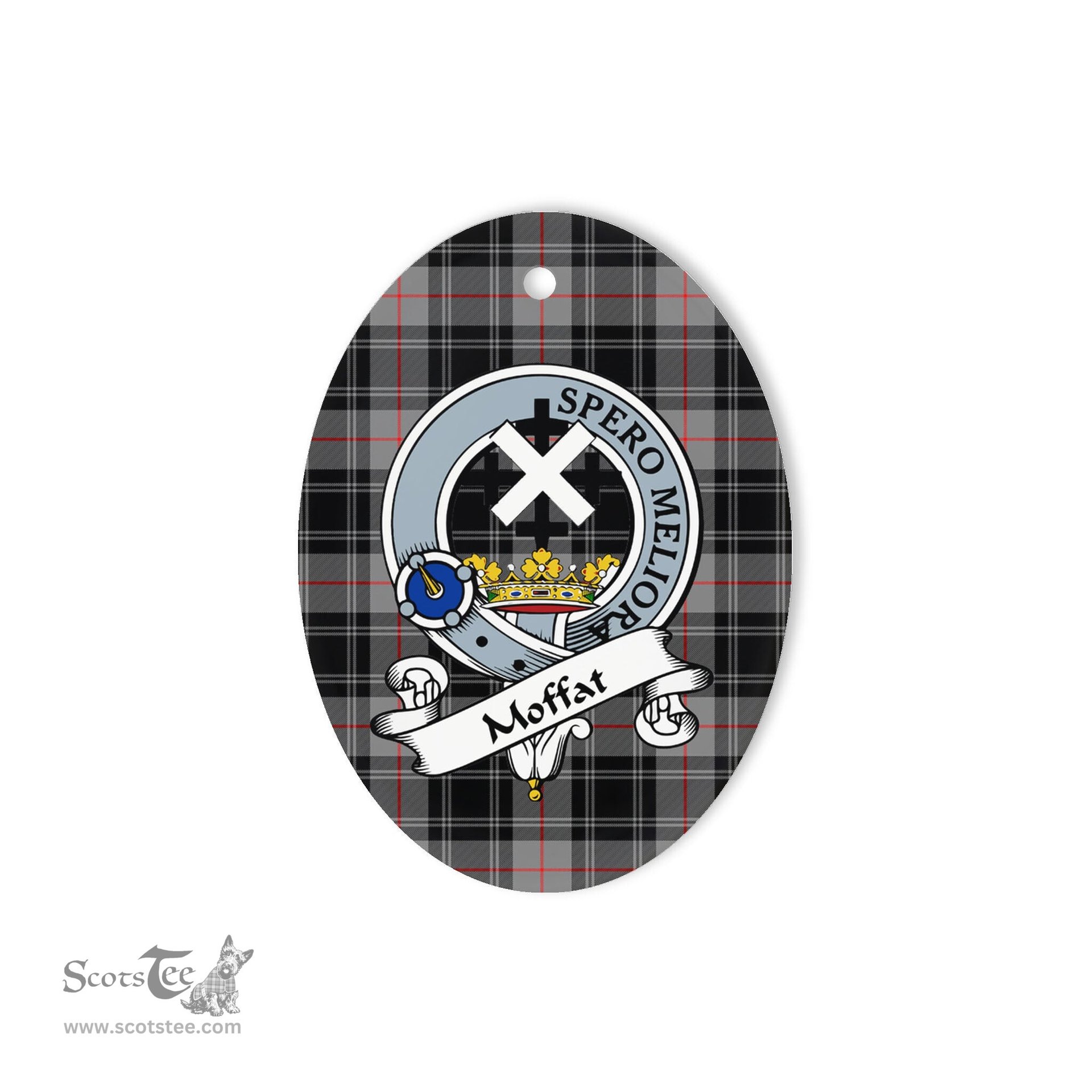 Moffat Scottish Clan Badge Plaid Ornament Gift. Christmas Tree Ornament Moffat Tartan Ornament,  ceramic ornament, personalized christmas ornaments, christmas tree ornaments, christmas door decorations, Plaid Ornament, Tartan Ceramic Ornament