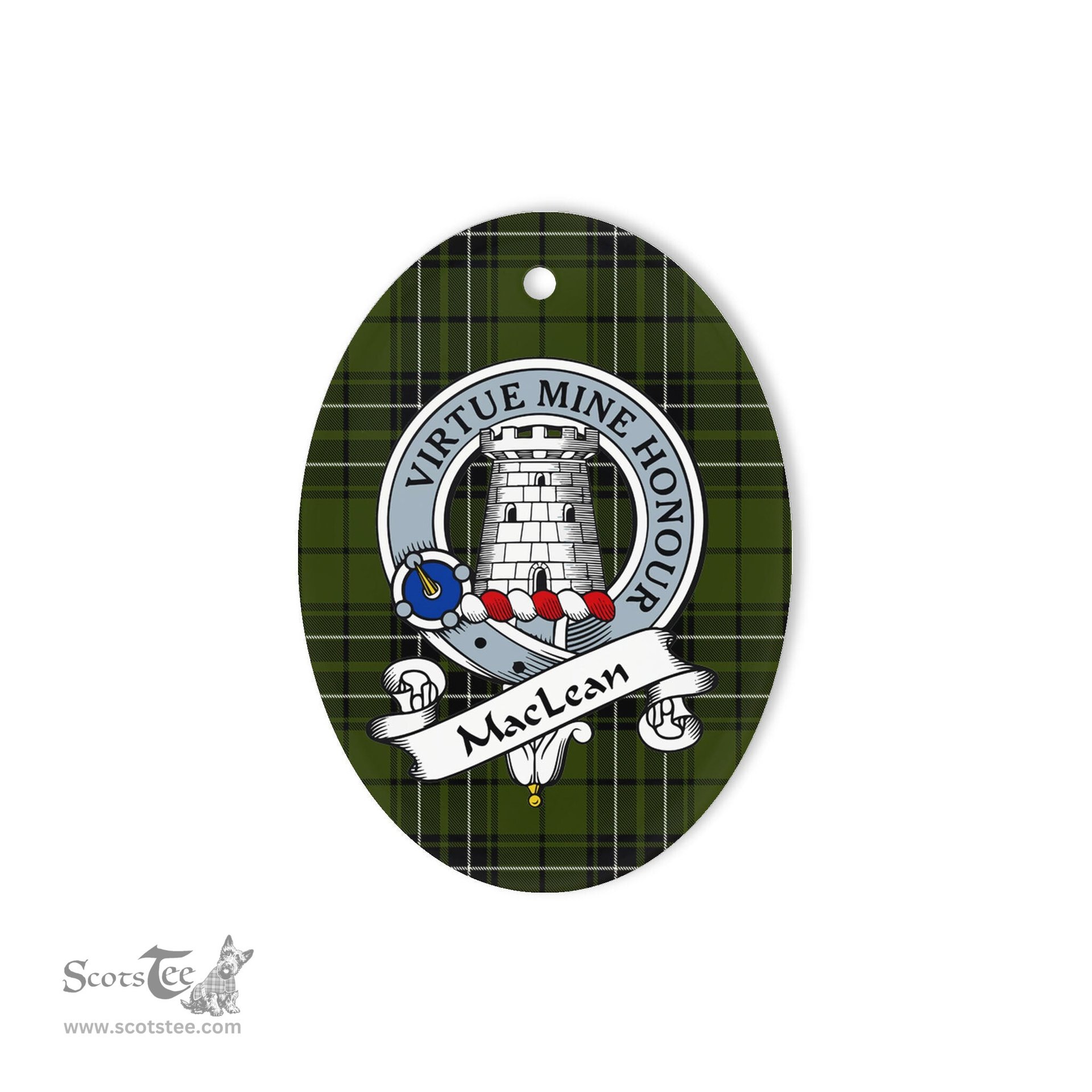 MacLean Scottish Clan Badge Plaid Ornament Gift. Christmas Tree Ornament MacLean Tartan Ornament,  ceramic ornament, personalized christmas ornaments, christmas tree ornaments, christmas door decorations, Plaid Ornament, Tartan Ceramic Ornament