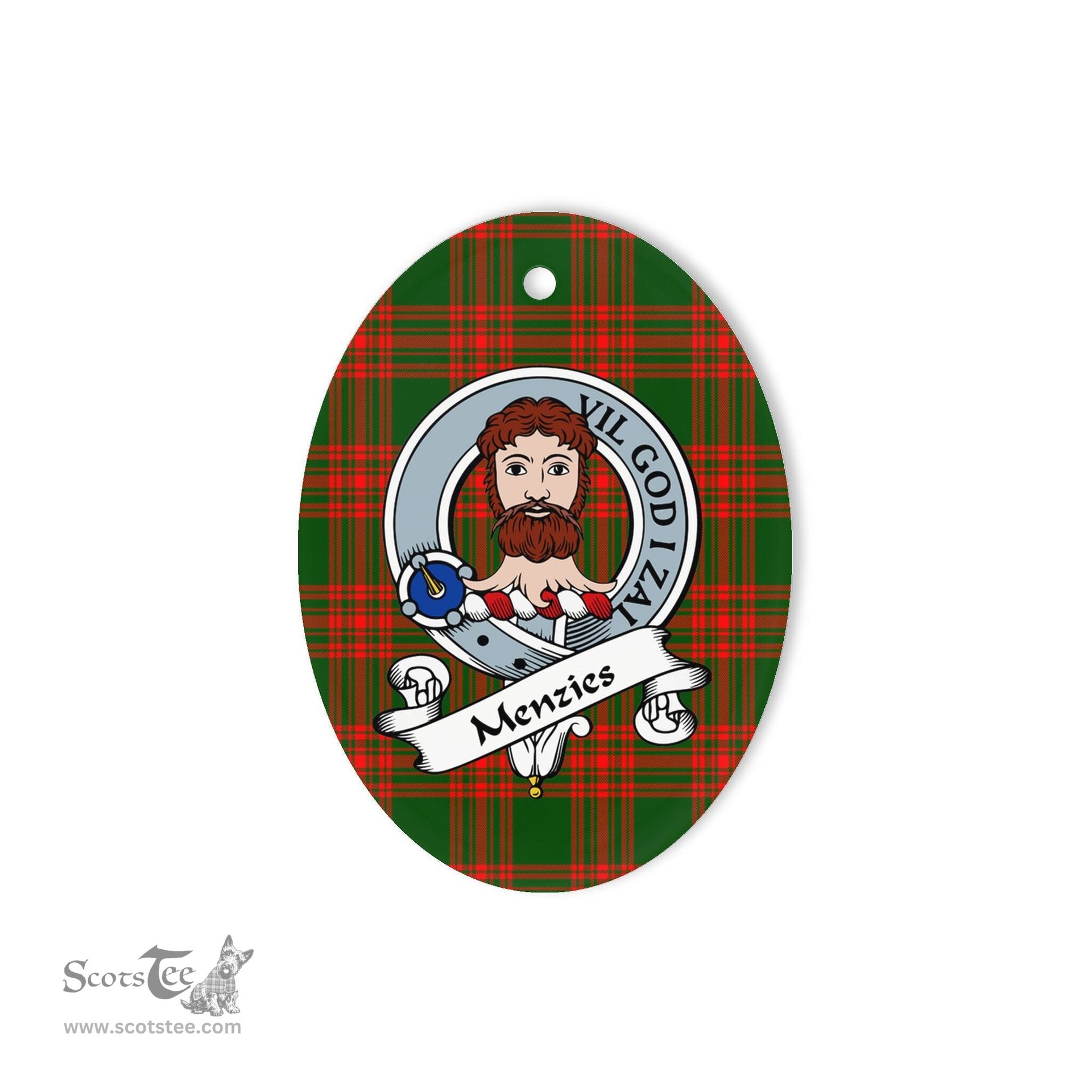 Menzies Scottish Clan Badge Plaid Ornament Gift. Christmas Tree Ornament Menzies Tartan Ornament,  ceramic ornament, personalized christmas ornaments, christmas tree ornaments, christmas door decorations, Plaid Ornament, Tartan Ceramic Ornament