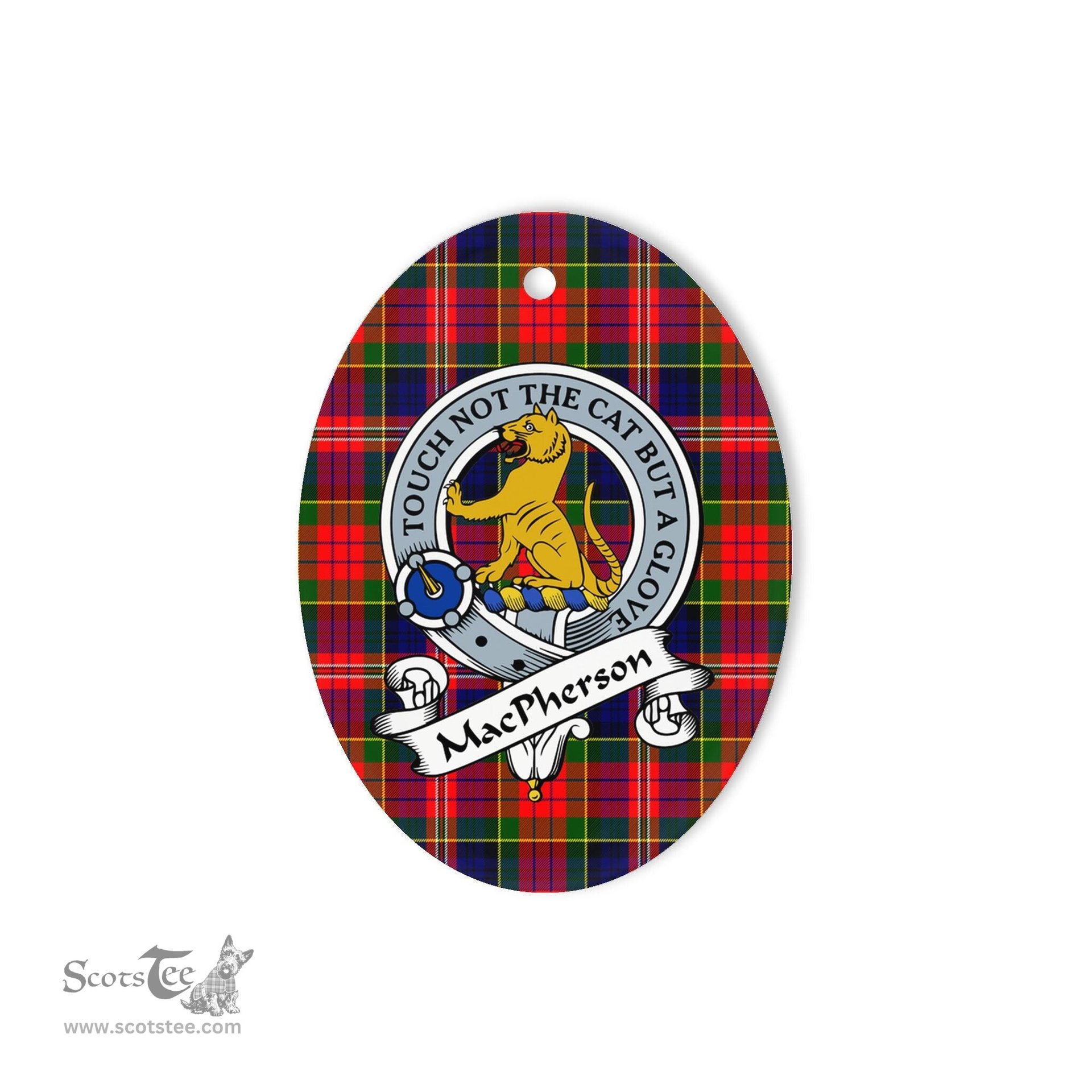 Macpherson Scottish Clan Badge Plaid Ornament Gift. Christmas Tree Ornament Macpherson Tartan Ornament,  ceramic ornament, personalized christmas ornaments, christmas tree ornaments, christmas door decorations, Plaid Ornament, Tartan Ceramic Ornament