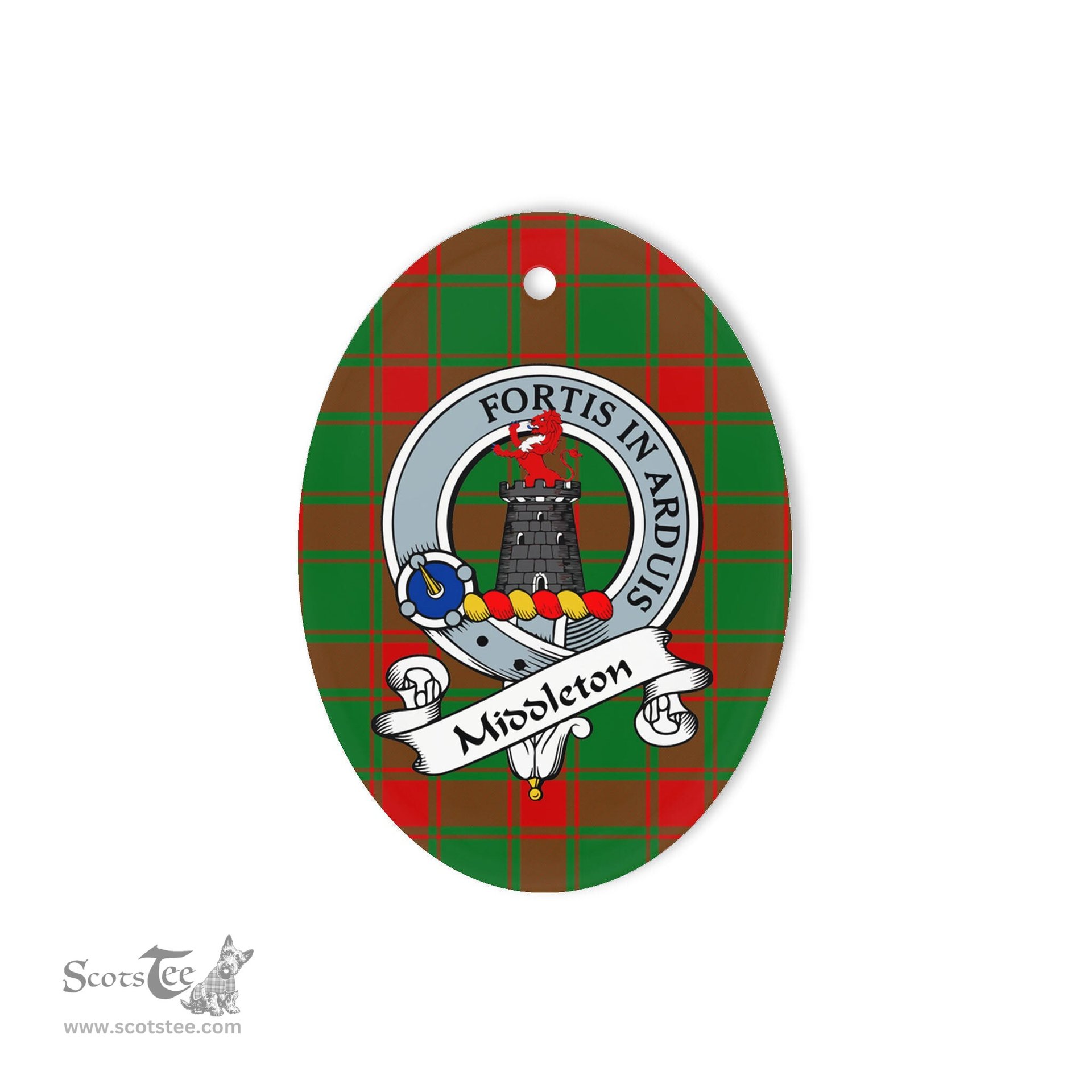 Middleton Scottish Clan Badge Plaid Ornament Gift. Christmas Tree Ornament Middleton Tartan Ornament,  ceramic ornament, personalized christmas ornaments, christmas tree ornaments, christmas door decorations, Plaid Ornament, Tartan Ceramic Ornament