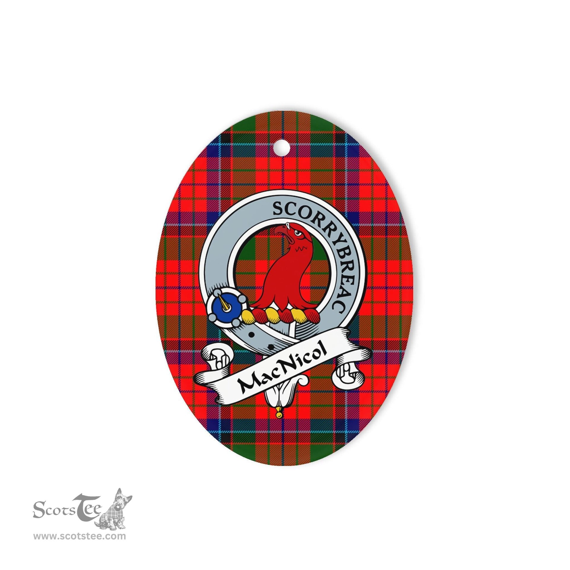 MacNicol of Scorrybreac Scottish Clan Badge Plaid Ornament Gift. Christmas Tree Ornament MacNicol Tartan Ornament,  ceramic ornament, personalized christmas ornaments, christmas tree ornaments, christmas door decorations, Plaid Ornament, Tartan Ceramic Ornament
