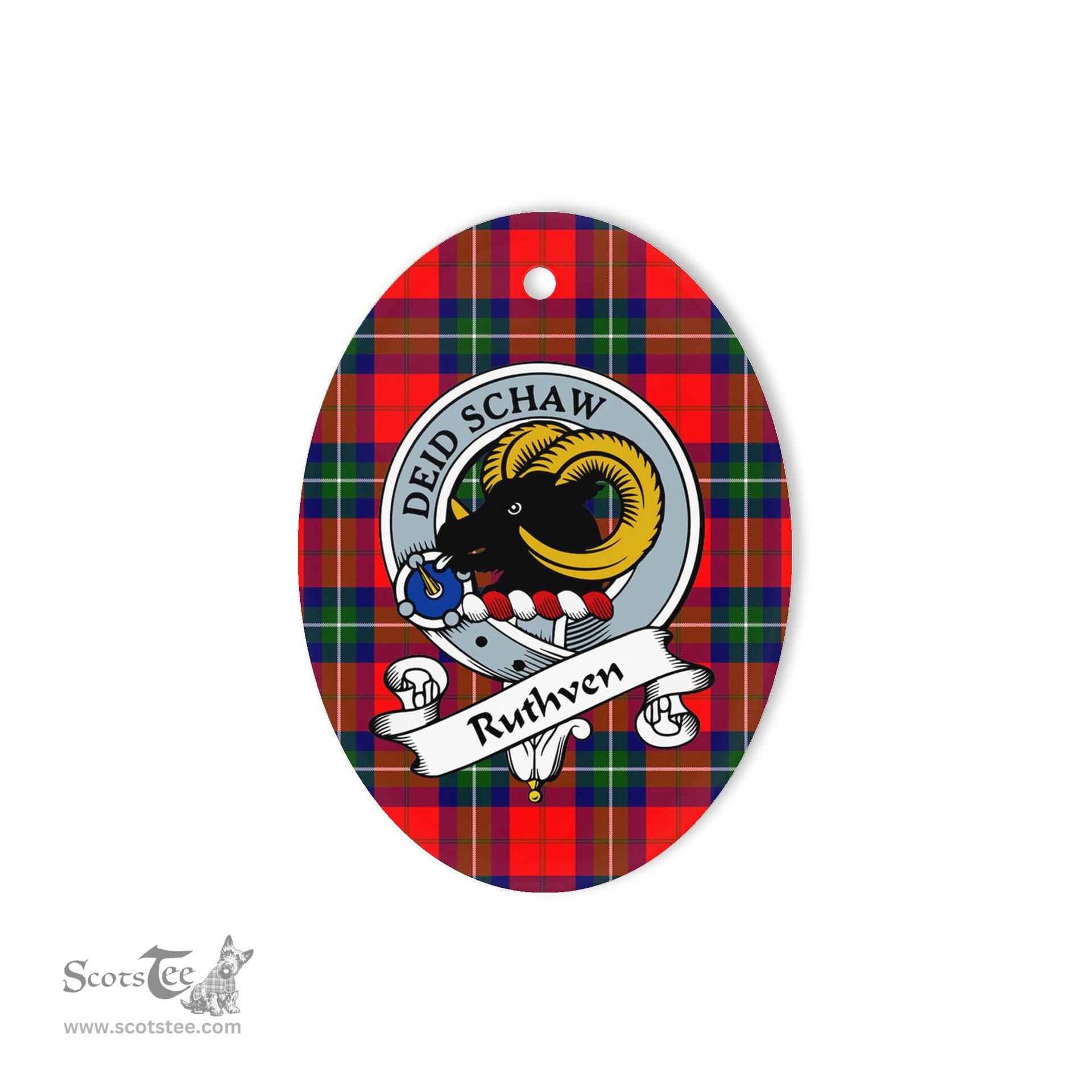 Ruthven Scottish Clan Badge Plaid Ornament Gift. Christmas Tree Ornament Ruthven Tartan Ornament,  ceramic ornament, personalized christmas ornaments, christmas tree ornaments, christmas door decorations, Plaid Ornament, Tartan Ceramic Ornament